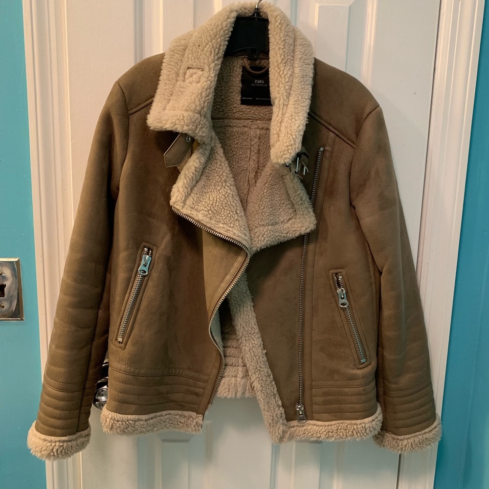 Zara Shearling Aviator Jacket
